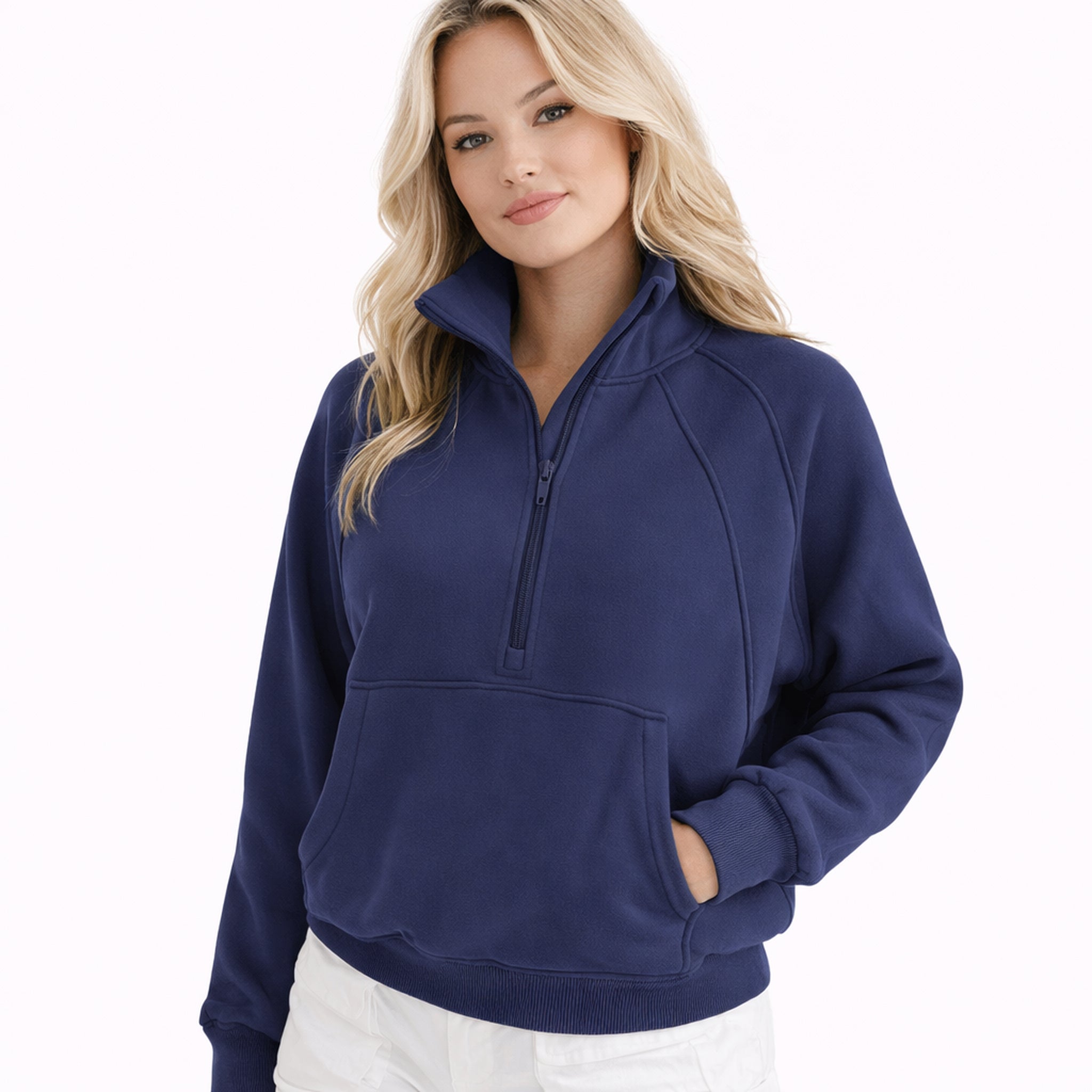 Dames Half-Zip Sweater met Hoge Kraag