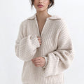 Gebreide Sweater Dames met Rits en Kraag
