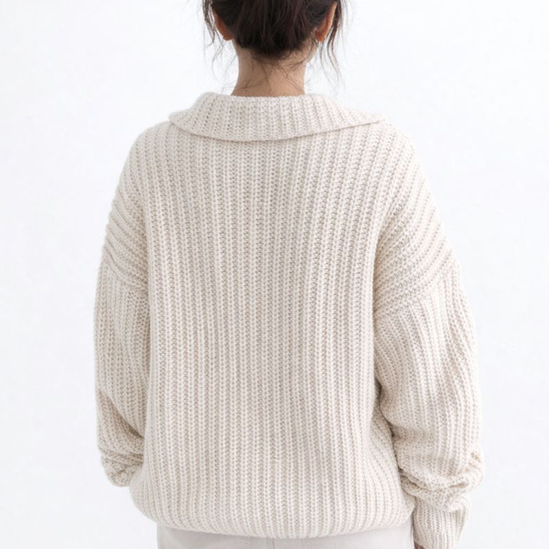 Gebreide Sweater Dames met Rits en Kraag