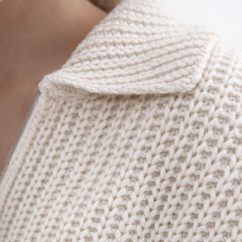 Gebreide Sweater Dames met Rits en Kraag