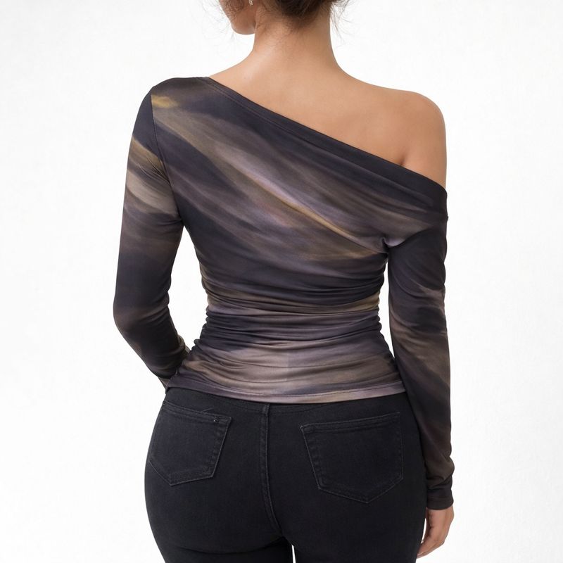 Off-Shoulder Top met Marmerprint voor Dames