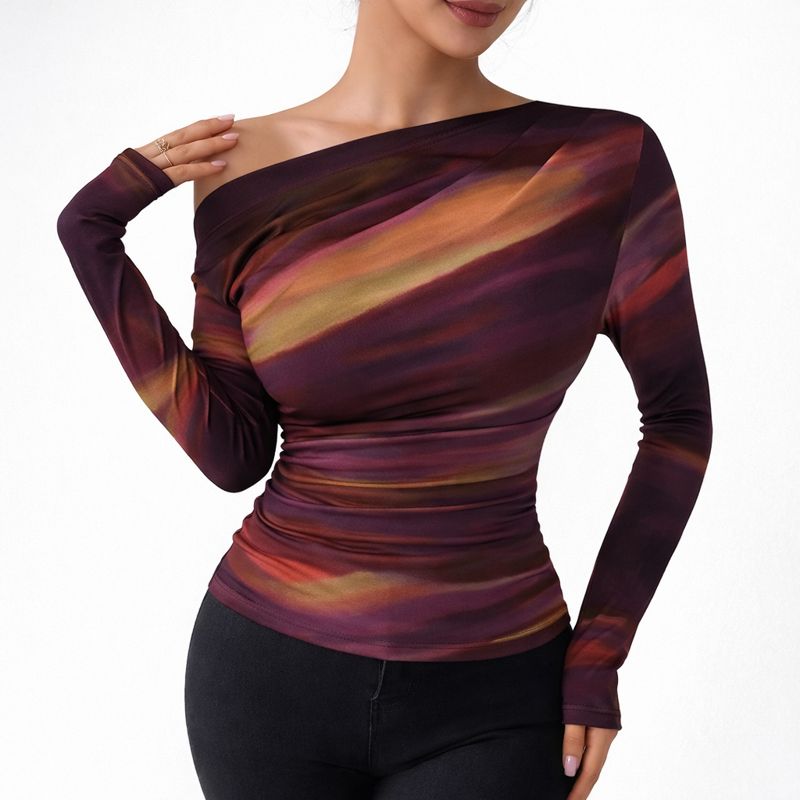 Off-Shoulder Top met Marmerprint voor Dames