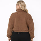 Oversized Dames Fleece Sweater met Rits en Hoge Kraag