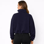 Oversized Dames Fleece Sweater met Rits en Hoge Kraag