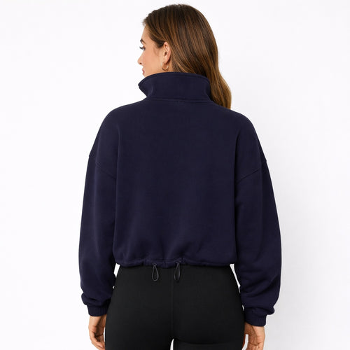 Oversized Dames Fleece Sweater met Rits en Hoge Kraag