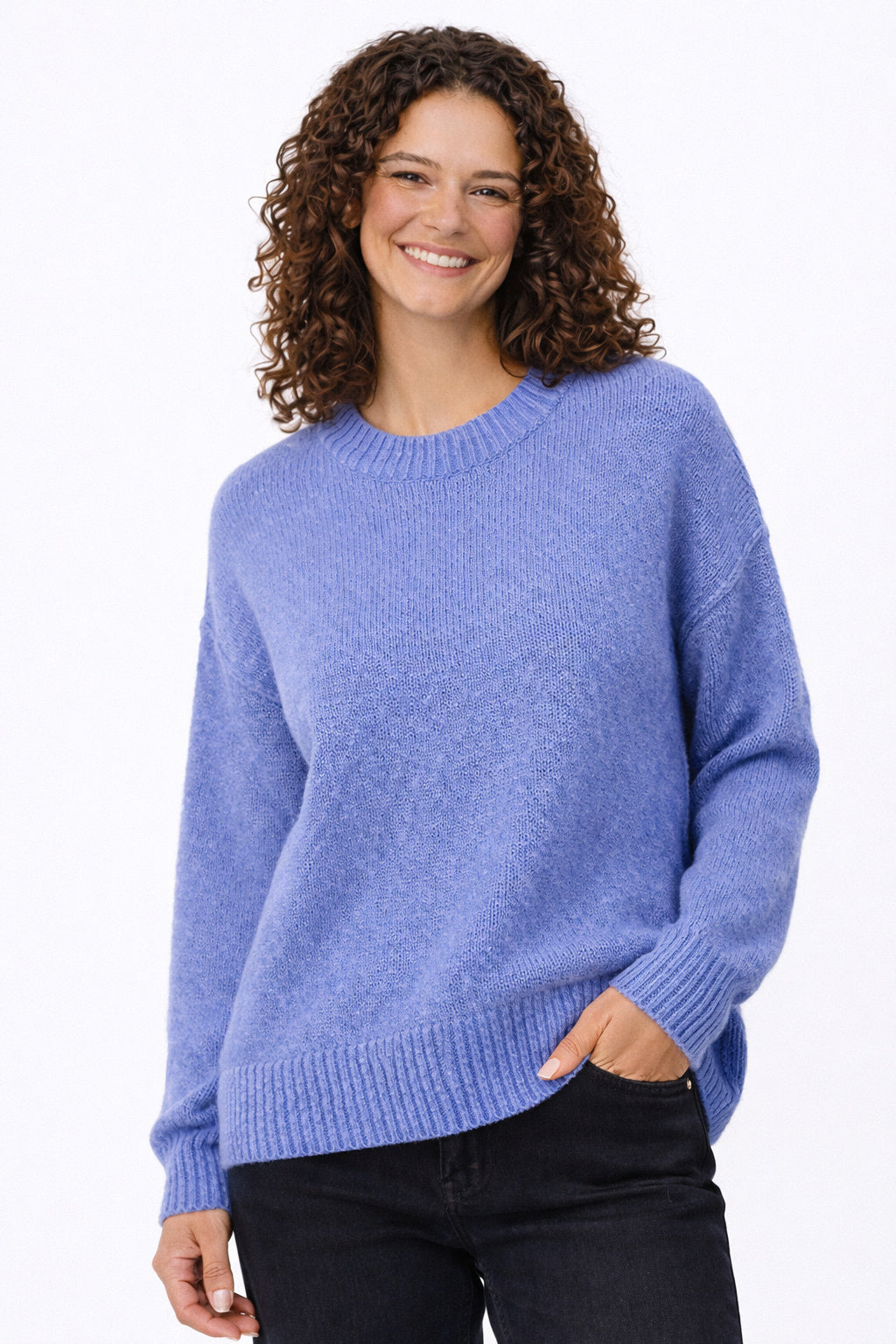 Oversized Gebreide Sweater voor Dames met Ronde Hals