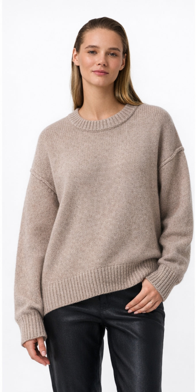 Oversized Gebreide Sweater voor Dames met Ronde Hals