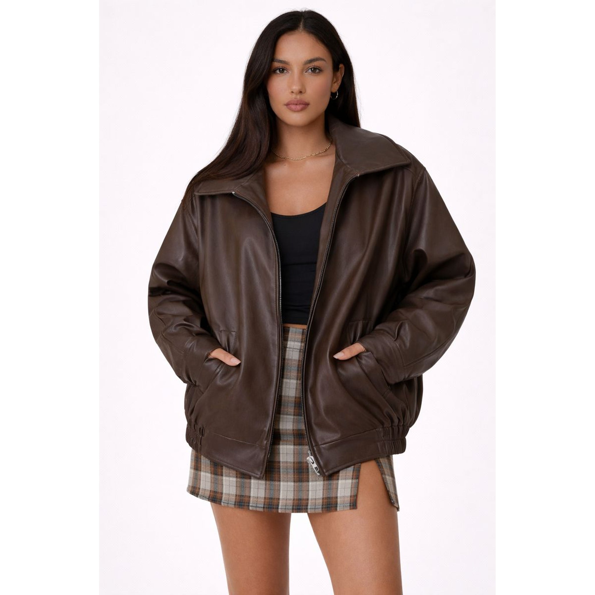 Oversized Leren Jasje voor Dames