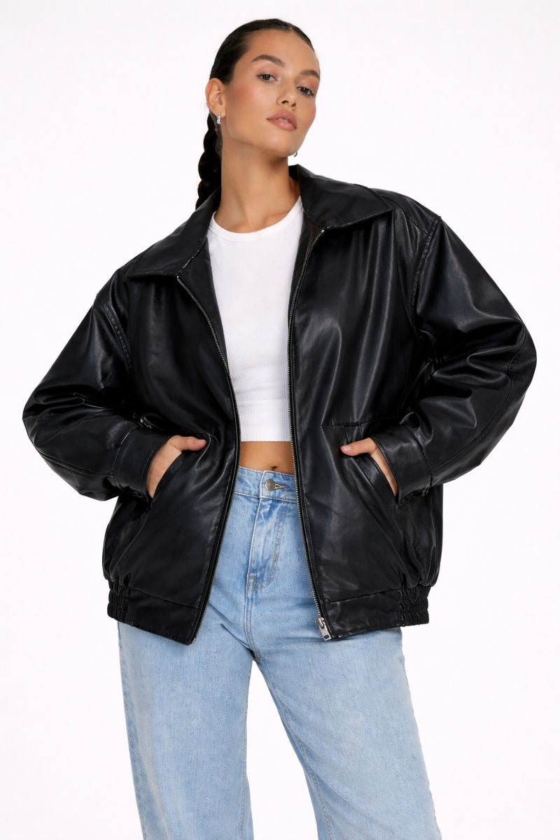 Oversized Leren Jasje voor Dames