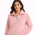 Teddy Half-Zip Sweater voor Dames met Hoge Kraag