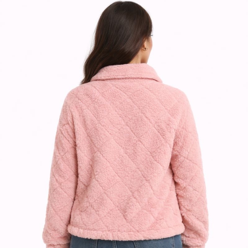 Teddy Half-Zip Sweater voor Dames met Hoge Kraag