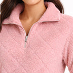 Teddy Half-Zip Sweater voor Dames met Hoge Kraag